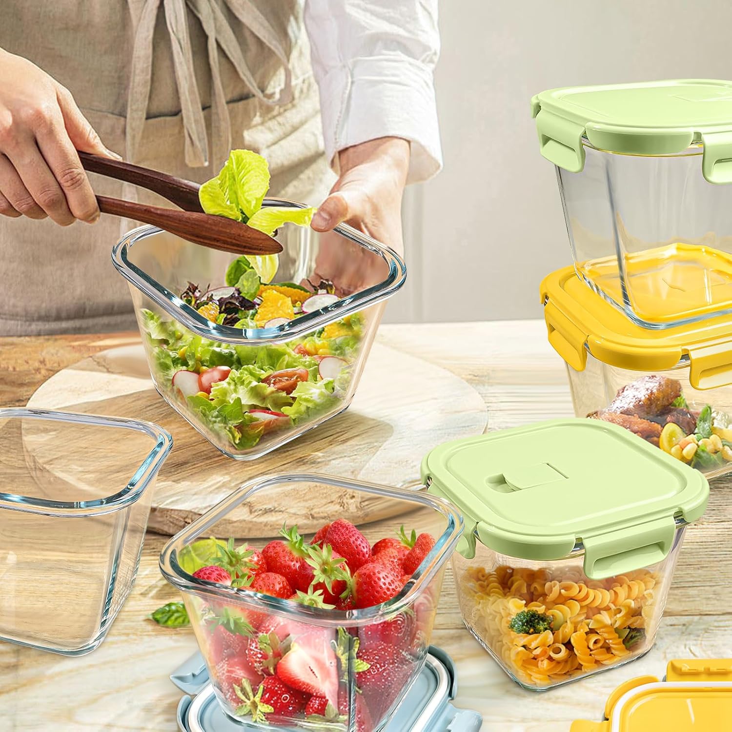 Glass Soup Containers with lids 4 Cup, 32 oz Glass Storage Containers, Tall Borosilicate Glass Food Storage Containers for Lunch, Ice Cream, Travel and Deli, Soup Freezer Safe Containers with Lids - Image 8