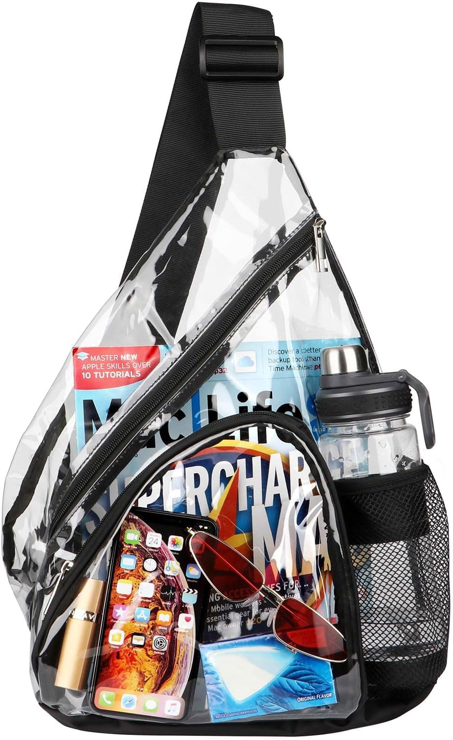 Clear Sling Bag, Clear Bag Stadium Approved, Transparent Shoulder Crossbody Backpack Chest Casual Daypack - Image 1