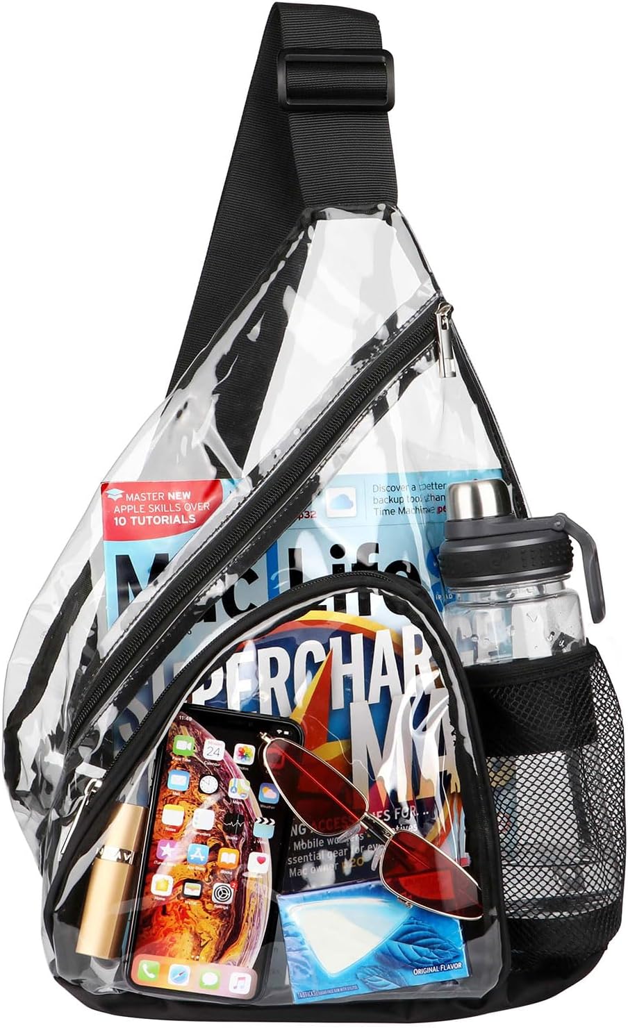 Clear Sling Bag, Clear Bag Stadium Approved, Transparent Shoulder Crossbody Backpack Chest Casual Daypack - Image 4