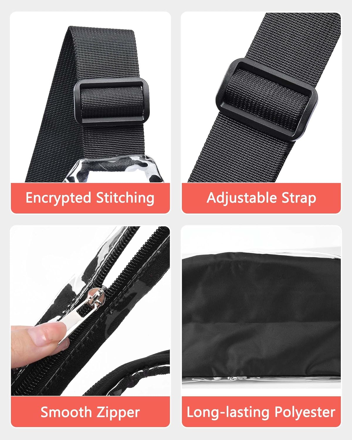 Clear Sling Bag, Clear Bag Stadium Approved, Transparent Shoulder Crossbody Backpack Chest Casual Daypack - Image 6