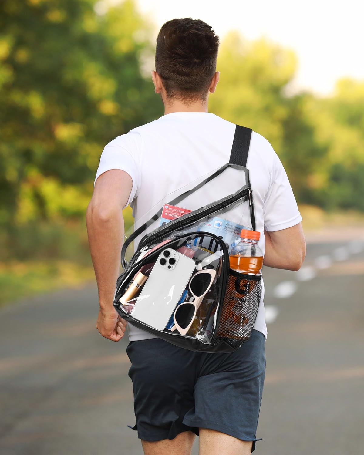 Clear Sling Bag, Clear Bag Stadium Approved, Transparent Shoulder Crossbody Backpack Chest Casual Daypack - Image 8