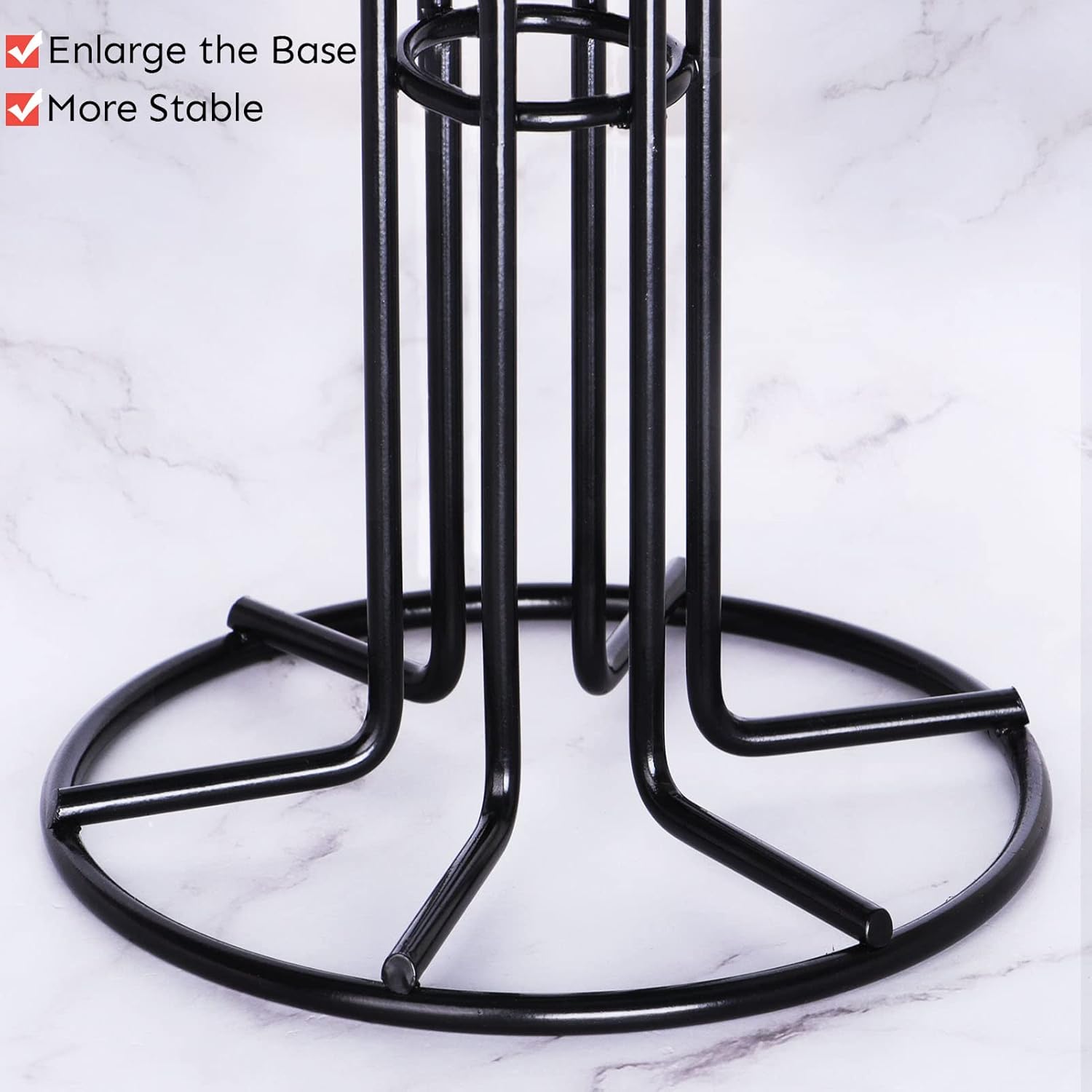 Mug Tree for Large Cups, Counter Coffee Mug Holder with 6 Hooks, Metal Coffee Cup Holder Tree, Standing Rack for Countertop, Kitchen Counter Decor, Black - Image 4