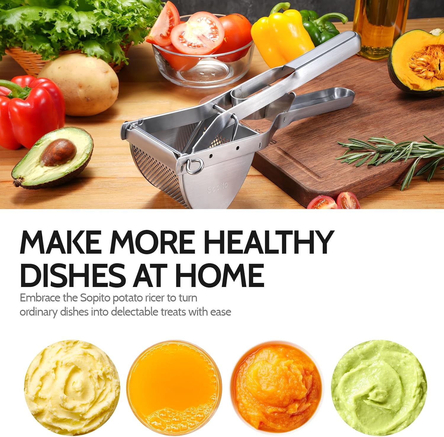 Potato Ricer,  Stainless Steel Potato Masher for Commercial and Home Use - Image 6