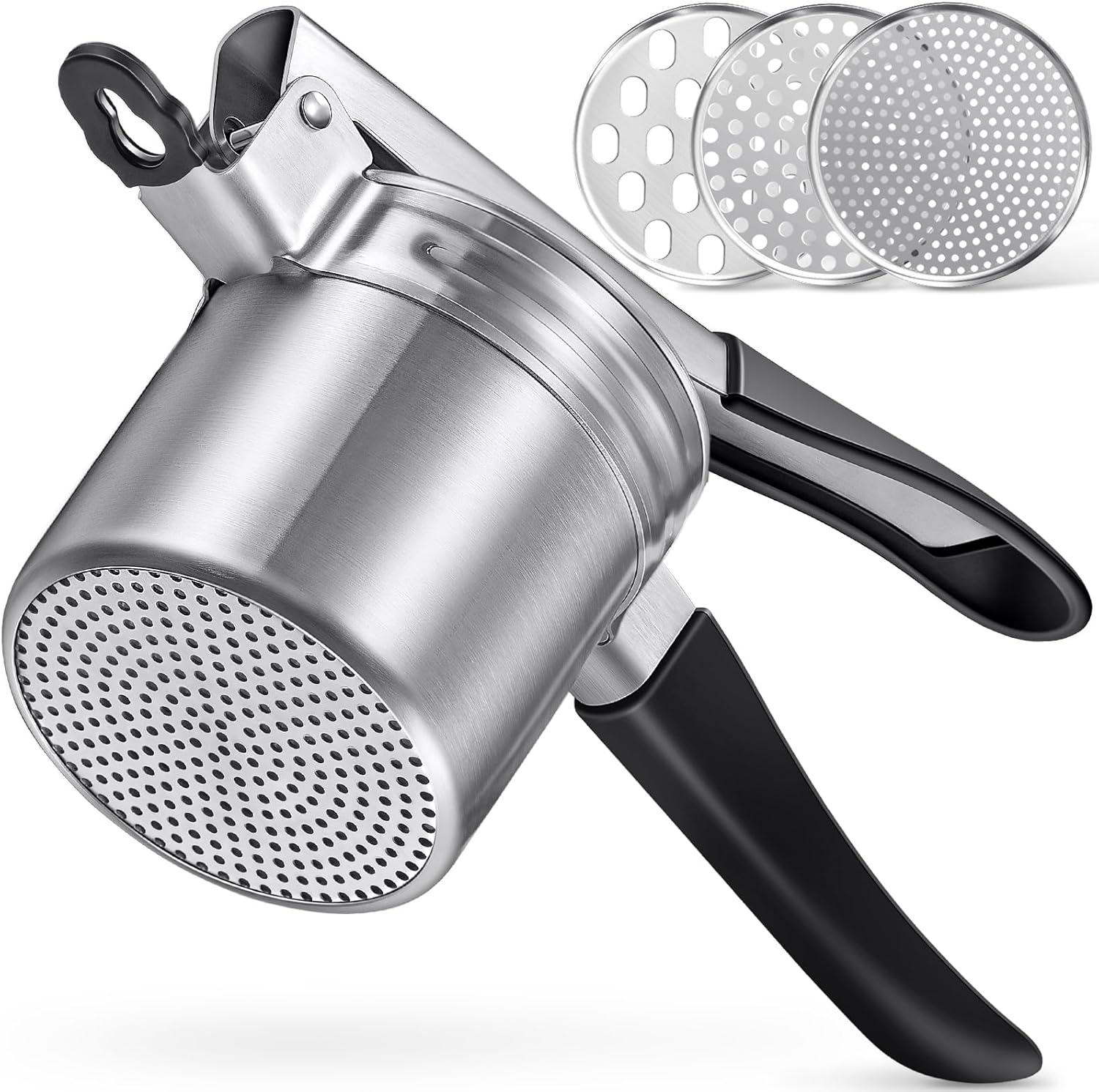 Potato Ricer,  Upgraded Stainless Steel Potato Masher with 3 Interchangeable Discs, Heavy Duty Kitchen Tool Gadget - Image 1