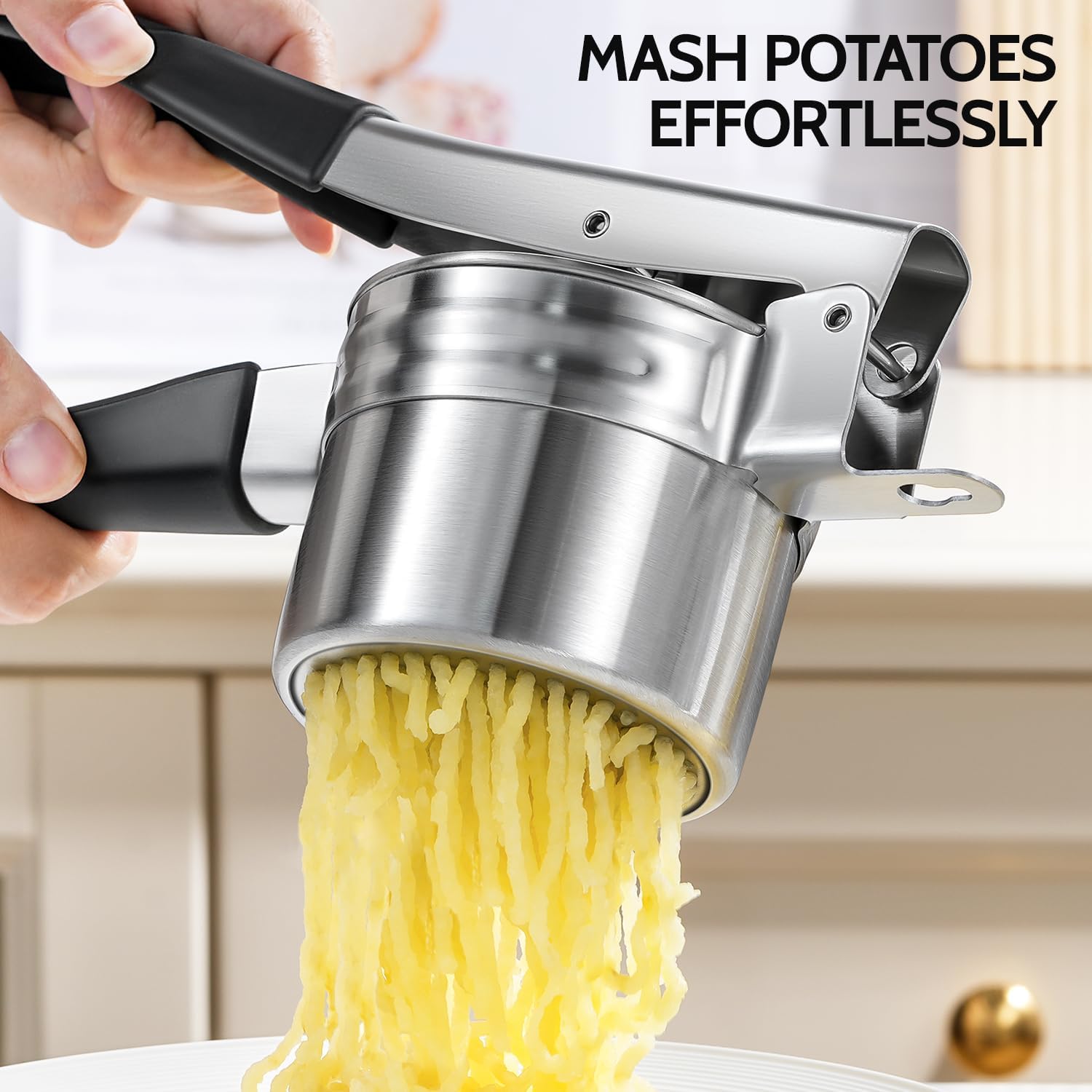 Potato Ricer,  Upgraded Stainless Steel Potato Masher with 3 Interchangeable Discs, Heavy Duty Kitchen Tool Gadget - Image 2