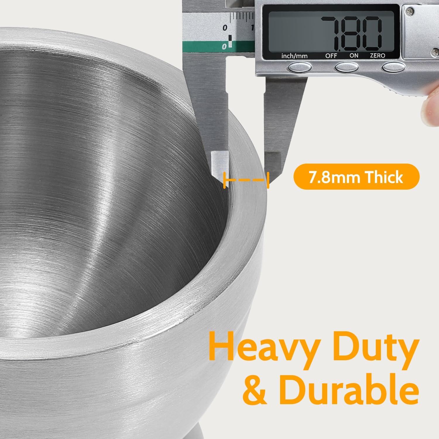 Mortar and Pestle,  18/8 Stainless Steel Spice Grinder Pill Crusher with Lid for Crushing Grinding Ergonomic Design with Anti Slip Base and Comfy Grip - Image 6