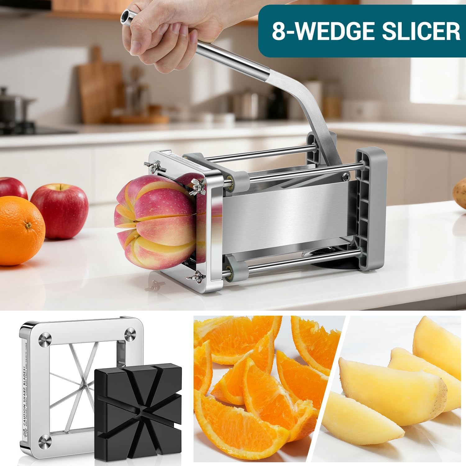 French Fry Cutter,  Professional Stainless Steel Potato Cutter with 1/2
