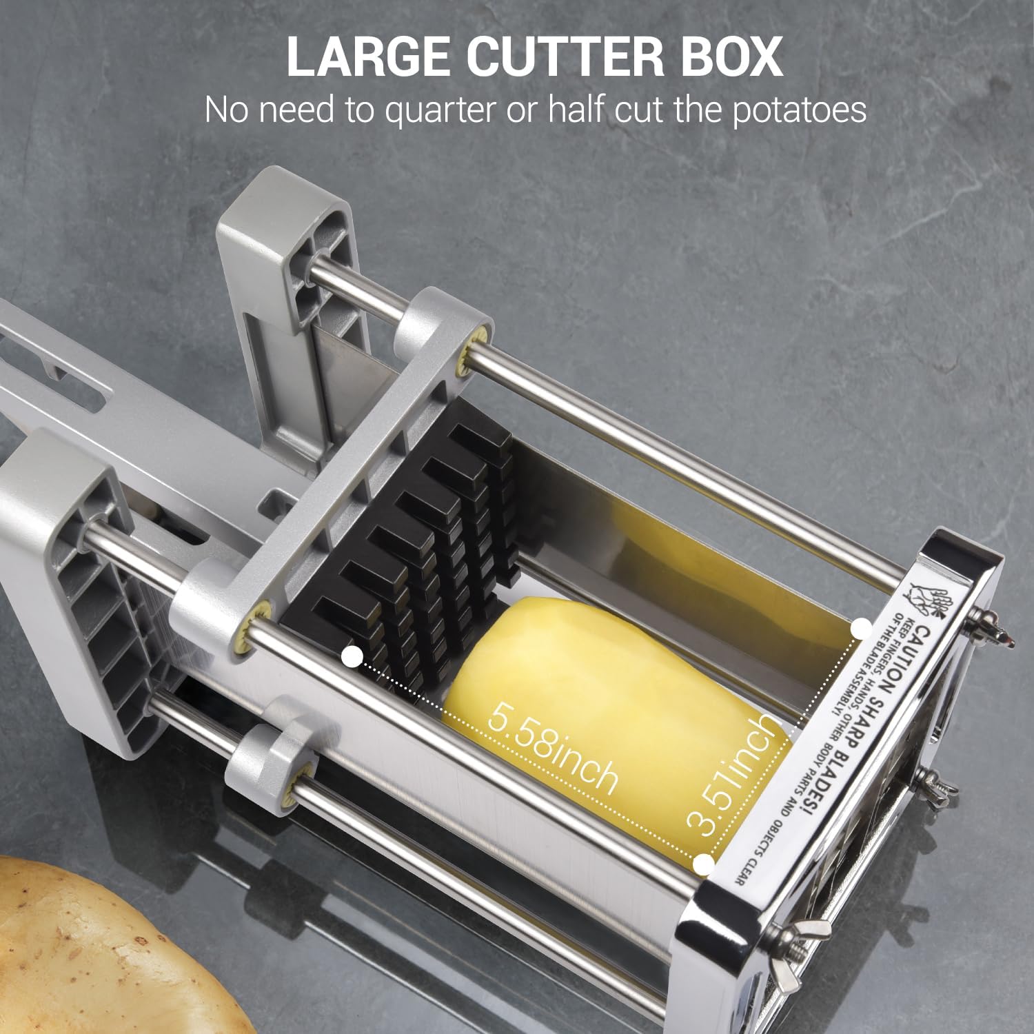 French Fry Cutter,  Professional Stainless Steel Potato Cutter with 1/2