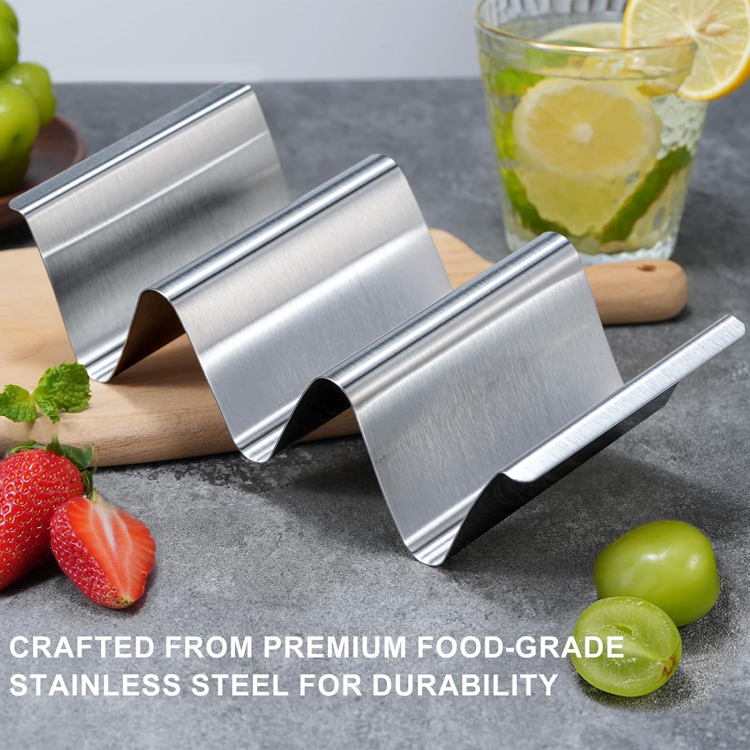Taco Holder Stand, 6 Packs Stainless Steel Taco Rack Truck Tray Style, Oven, Grill and Dishwasher Safe - Image 3