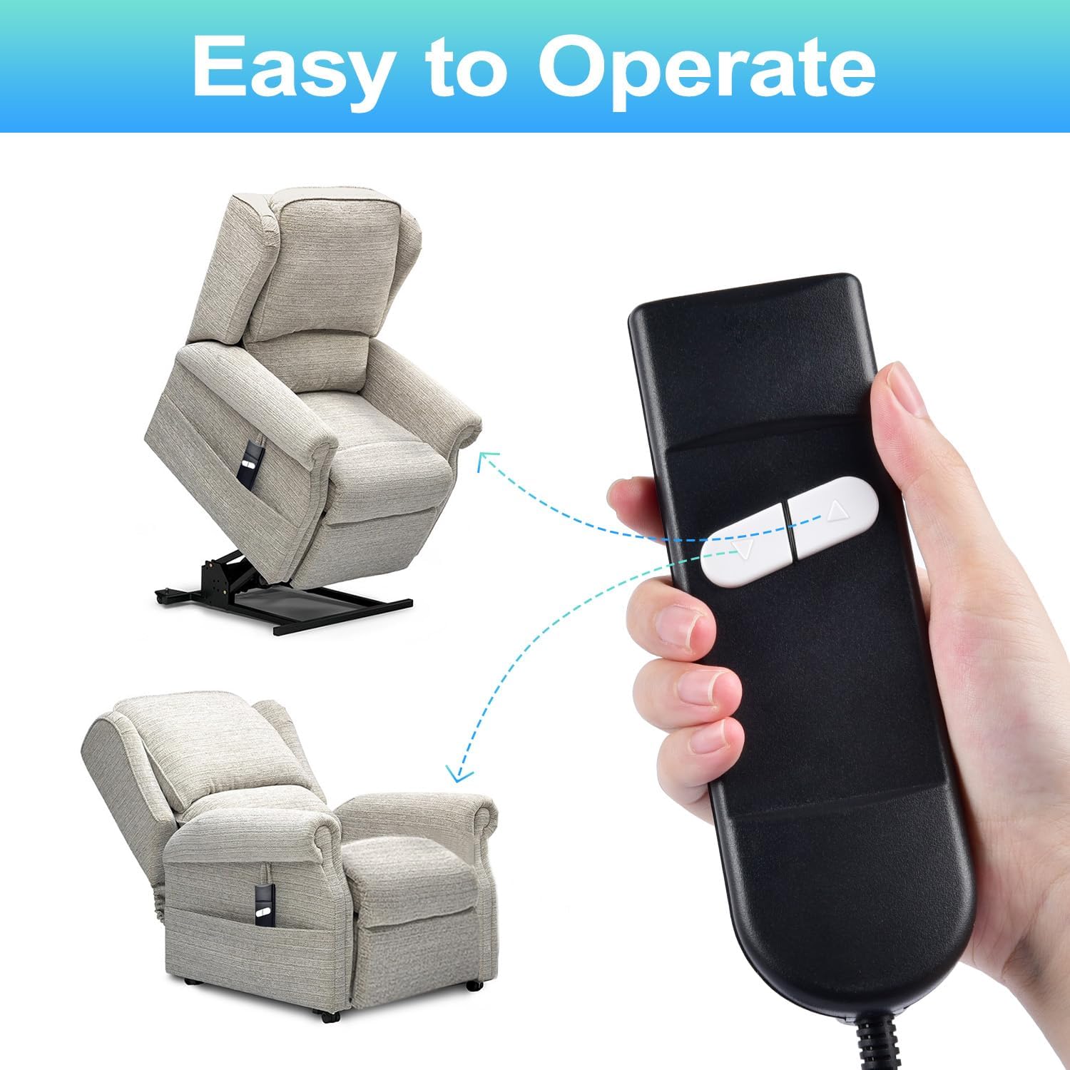Recliner Remote Lift Chair Remote Replacement 2 Button (Up/Down) 5-Pin Hand Controller for Lazyboy, Golden Limoss OKIN - Image 4