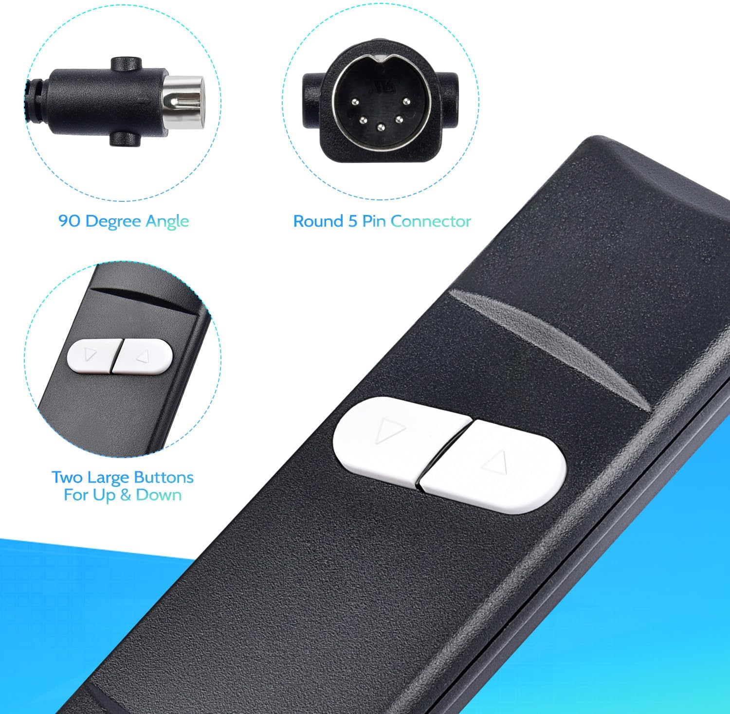 Recliner Remote Lift Chair Remote Replacement 2 Button (Up/Down) 5-Pin Hand Controller for Lazyboy, Golden Limoss OKIN - Image 5