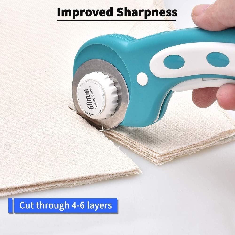 60MM Rotary Cutter Blades,  10PCS Premium Spare Replacement Cutting Blades with Sharpness, Great for Heavy Duty Use, Quilting, Patchwork, Crafts and Sewing - Image 3