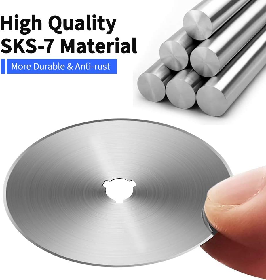 60MM Rotary Cutter Blades,  10PCS Premium Spare Replacement Cutting Blades with Sharpness, Great for Heavy Duty Use, Quilting, Patchwork, Crafts and Sewing - Image 4