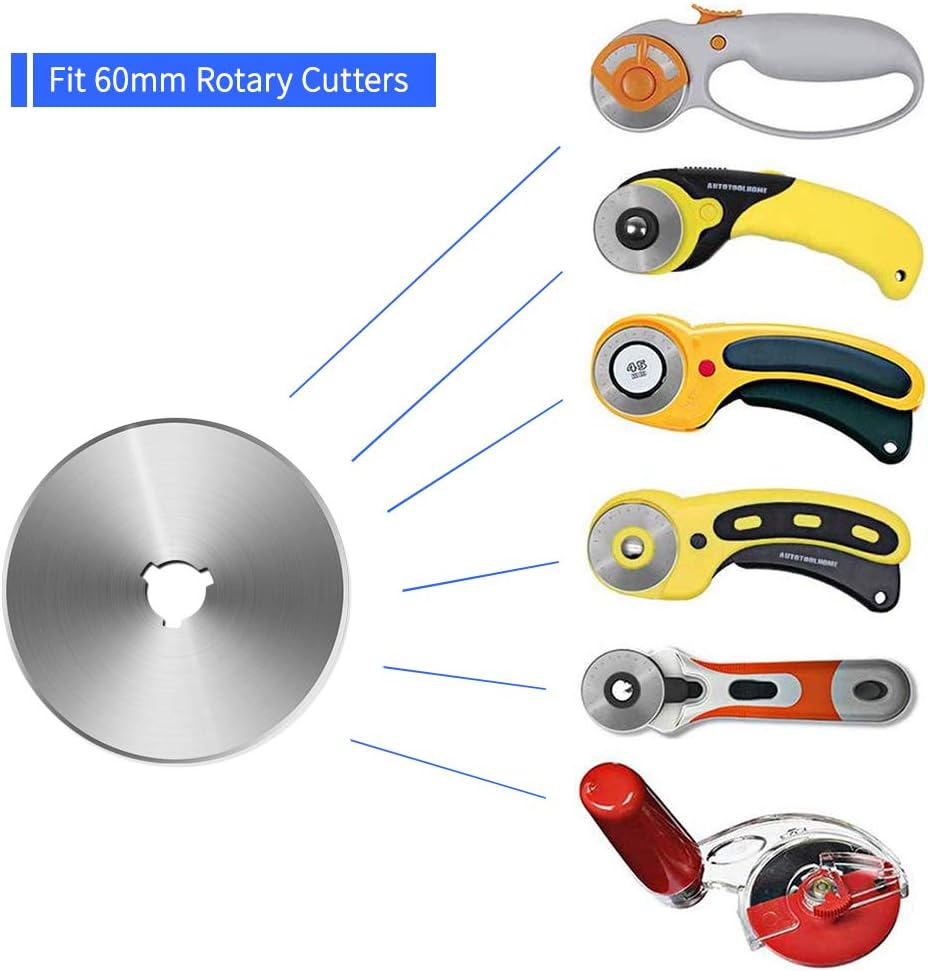 60MM Rotary Cutter Blades,  10PCS Premium Spare Replacement Cutting Blades with Sharpness, Great for Heavy Duty Use, Quilting, Patchwork, Crafts and Sewing - Image 6