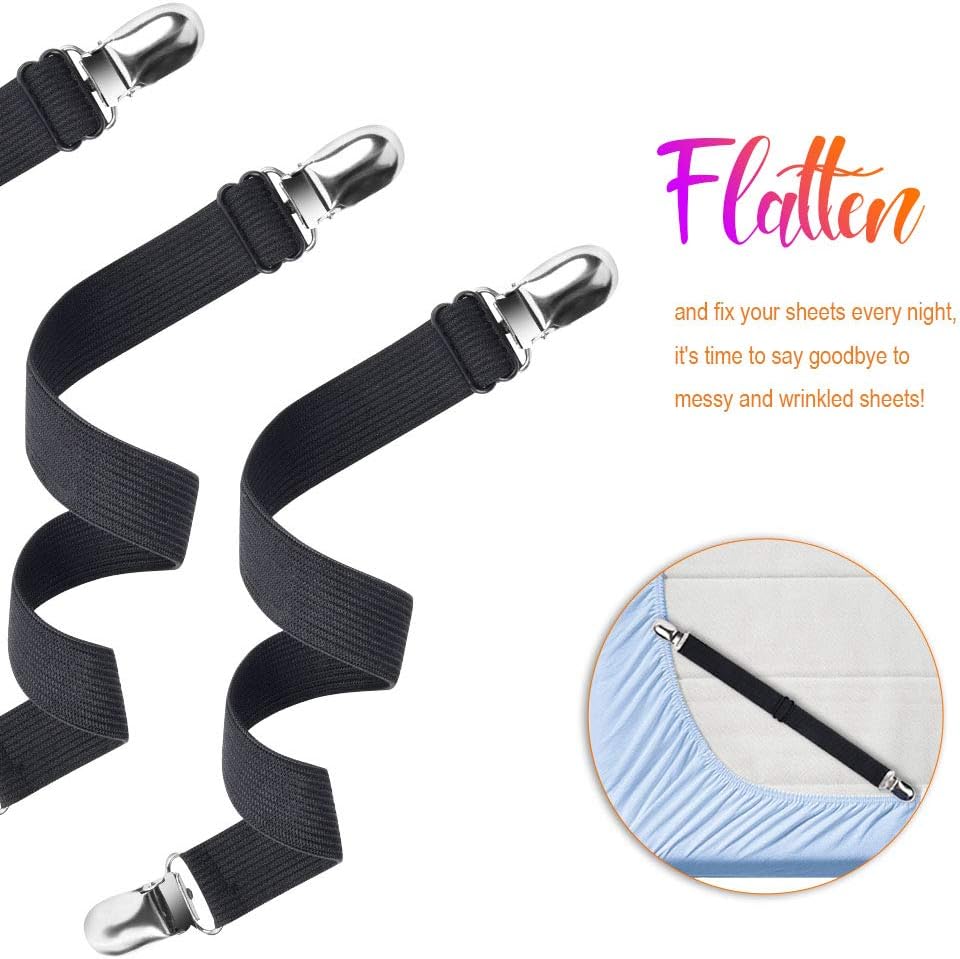 Adjustable Elastic Sheet Straps Fasteners Black 4Pcs and 2Pcs - Image 6