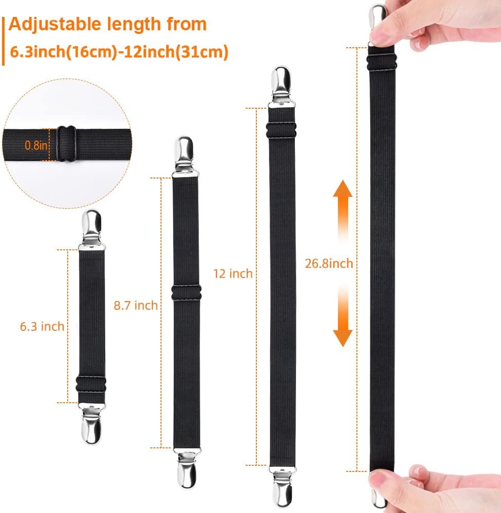 Adjustable Elastic Sheet Straps Fasteners Black 4Pcs and 2Pcs - Image 7