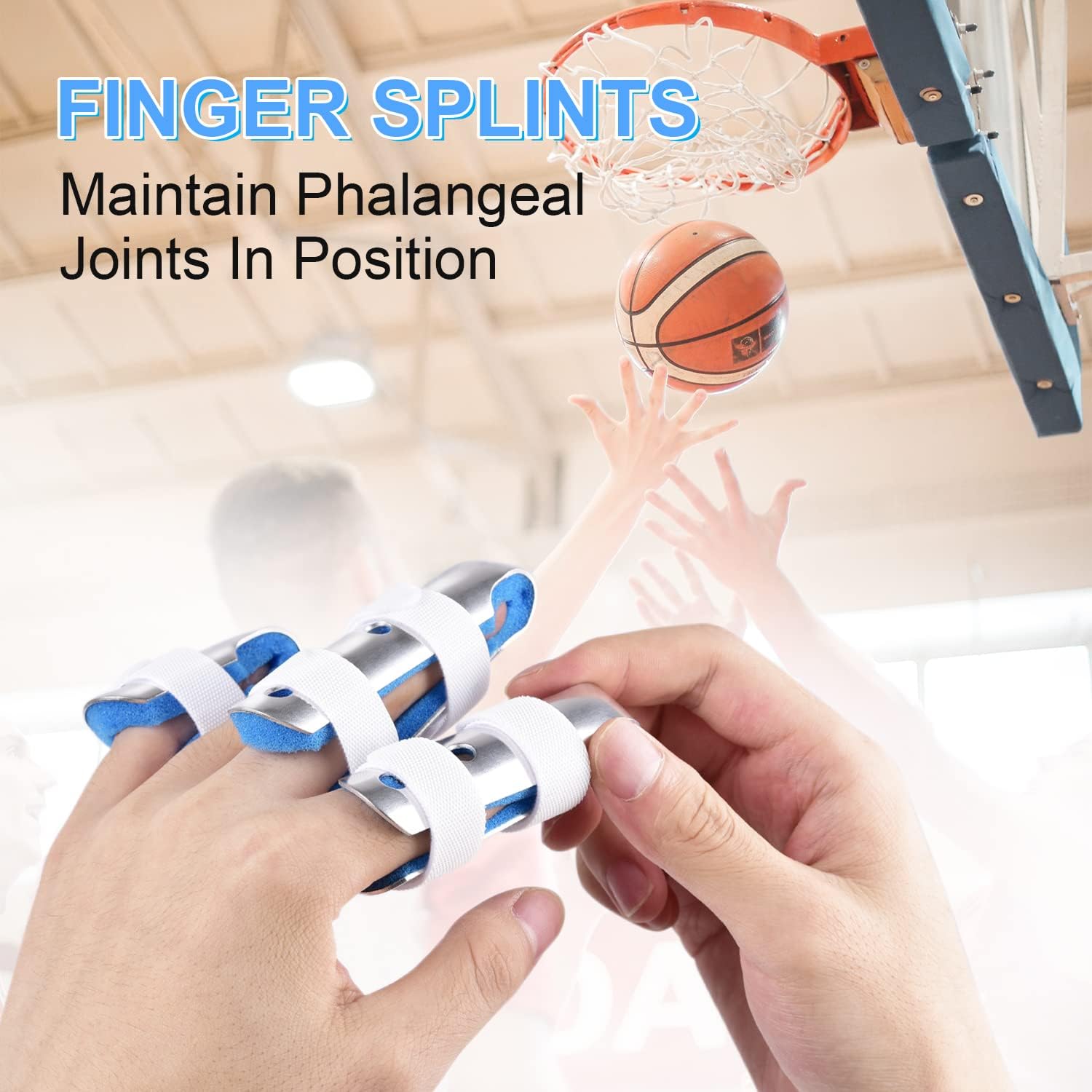 Finger Splint, 7PCS Finger Support Brace Finger Stabilizer for Broken Fingers Straightening Arthritis Knuckle Immobilization, Blue & Black - Image 4
