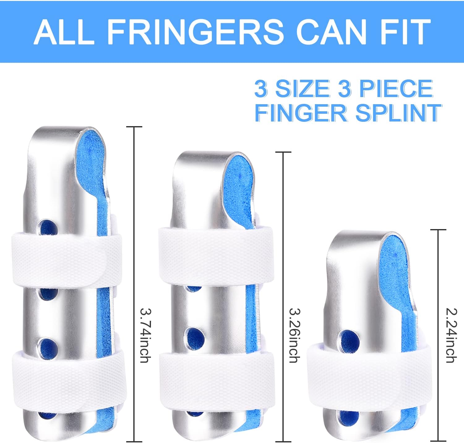 Finger Splint, 7PCS Finger Support Brace Finger Stabilizer for Broken Fingers Straightening Arthritis Knuckle Immobilization, Blue & Black - Image 6