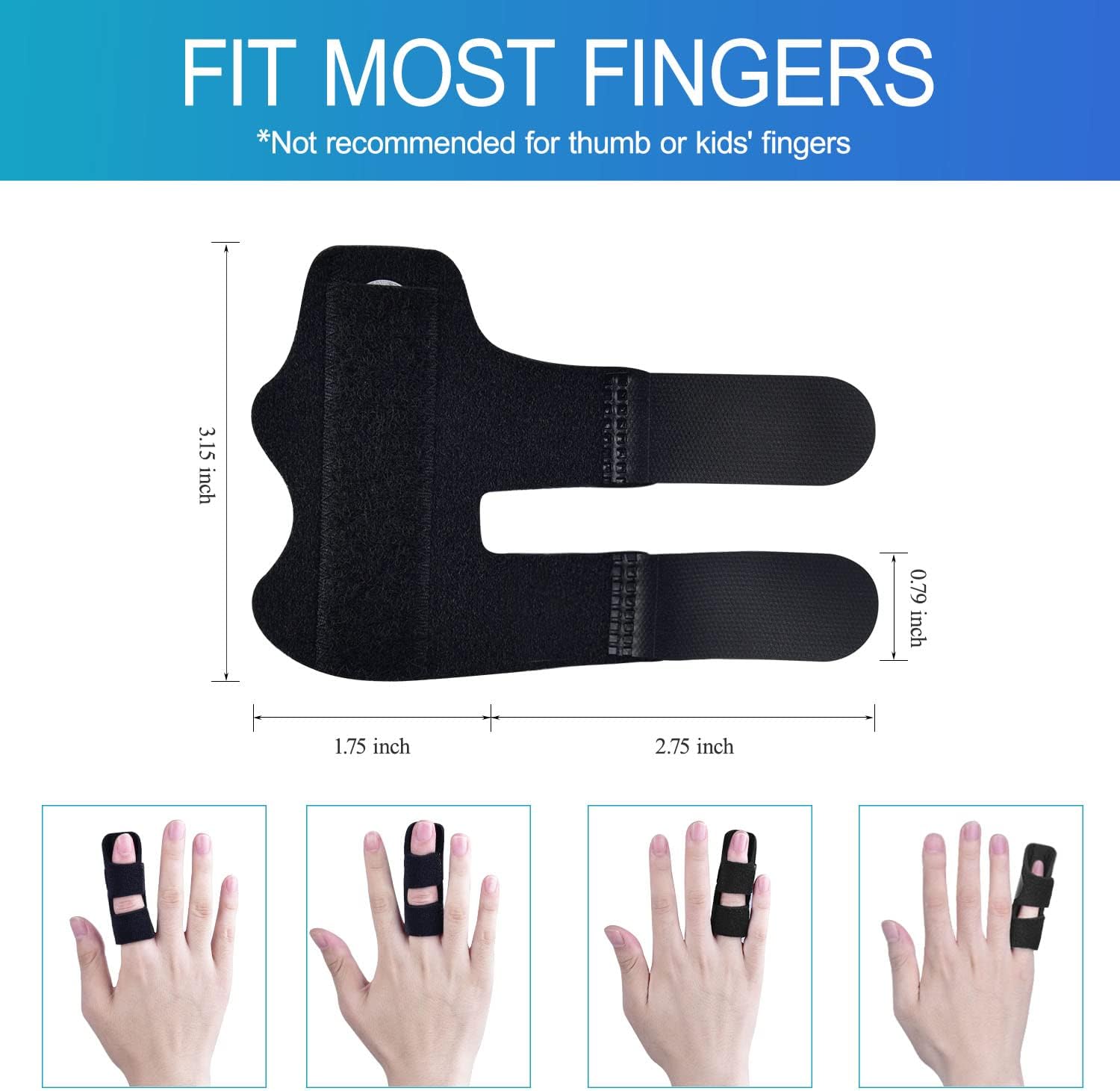 Finger Splint, 7PCS Finger Support Brace Finger Stabilizer for Broken Fingers Straightening Arthritis Knuckle Immobilization, Blue & Black - Image 7