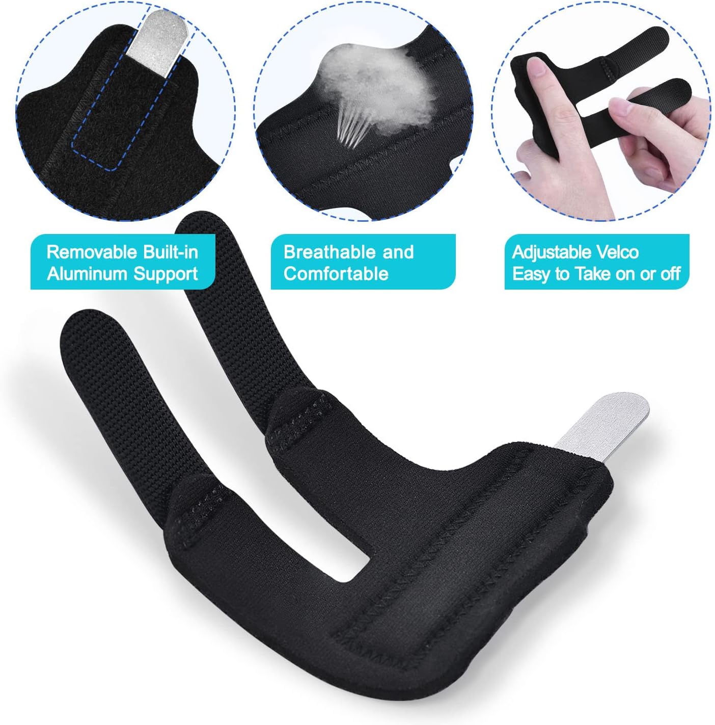 Finger Splint, 7PCS Finger Support Brace Finger Stabilizer for Broken Fingers Straightening Arthritis Knuckle Immobilization, Blue & Black - Image 8