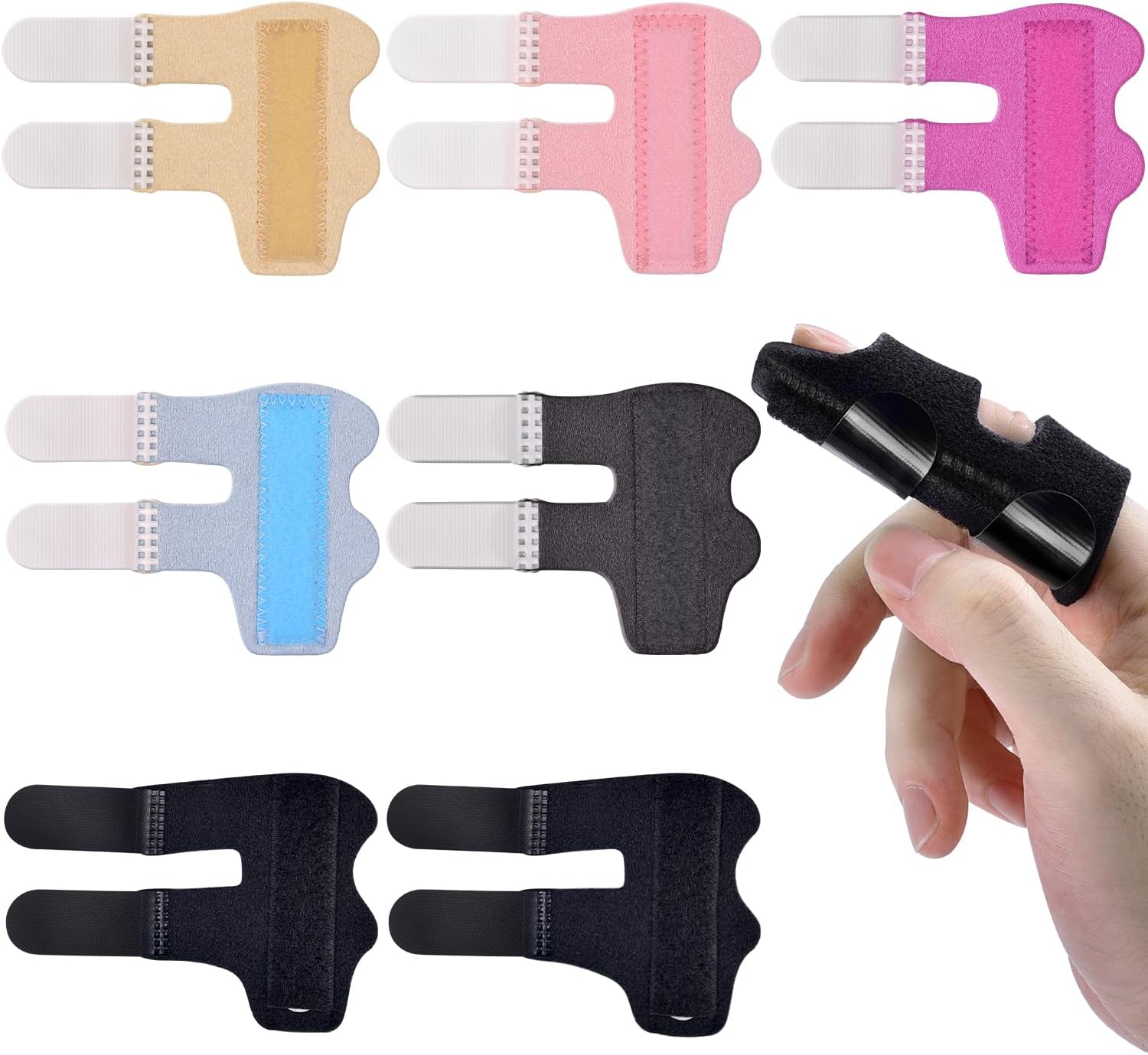 Finger Splints, 7pcs Finger Support Brace Finger Stabilizer for Broken Fingers Straightening Arthritis Knuckle Immobilization - Image 1
