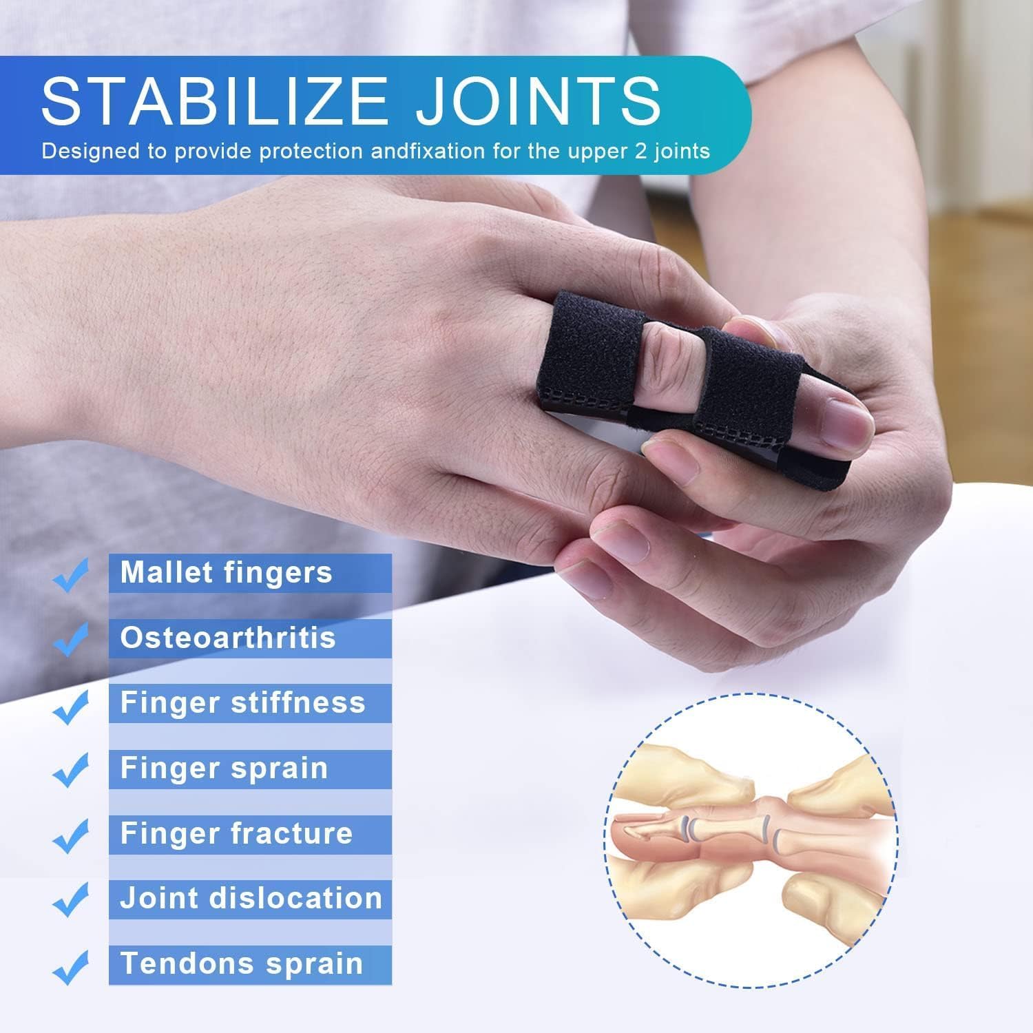 Finger Splints, 7pcs Finger Support Brace Finger Stabilizer for Broken Fingers Straightening Arthritis Knuckle Immobilization - Image 3
