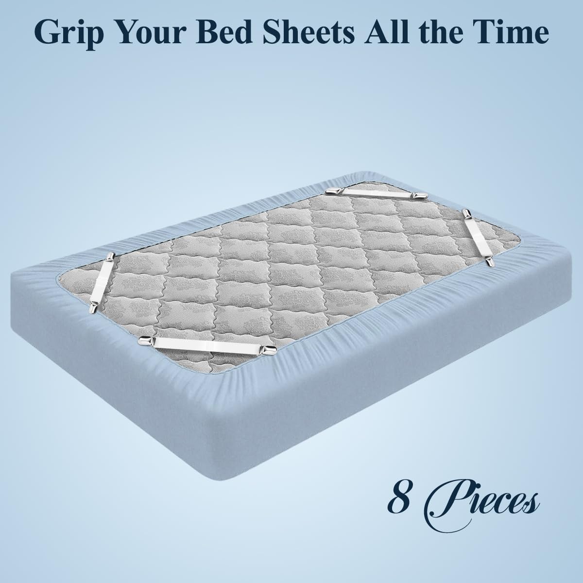 Bed Sheet Straps, 8+2 Pieces Heavy Duty Elastic Sheet Holders Suspenders of Mattresses, Short+ Long, White & Black - Image 7
