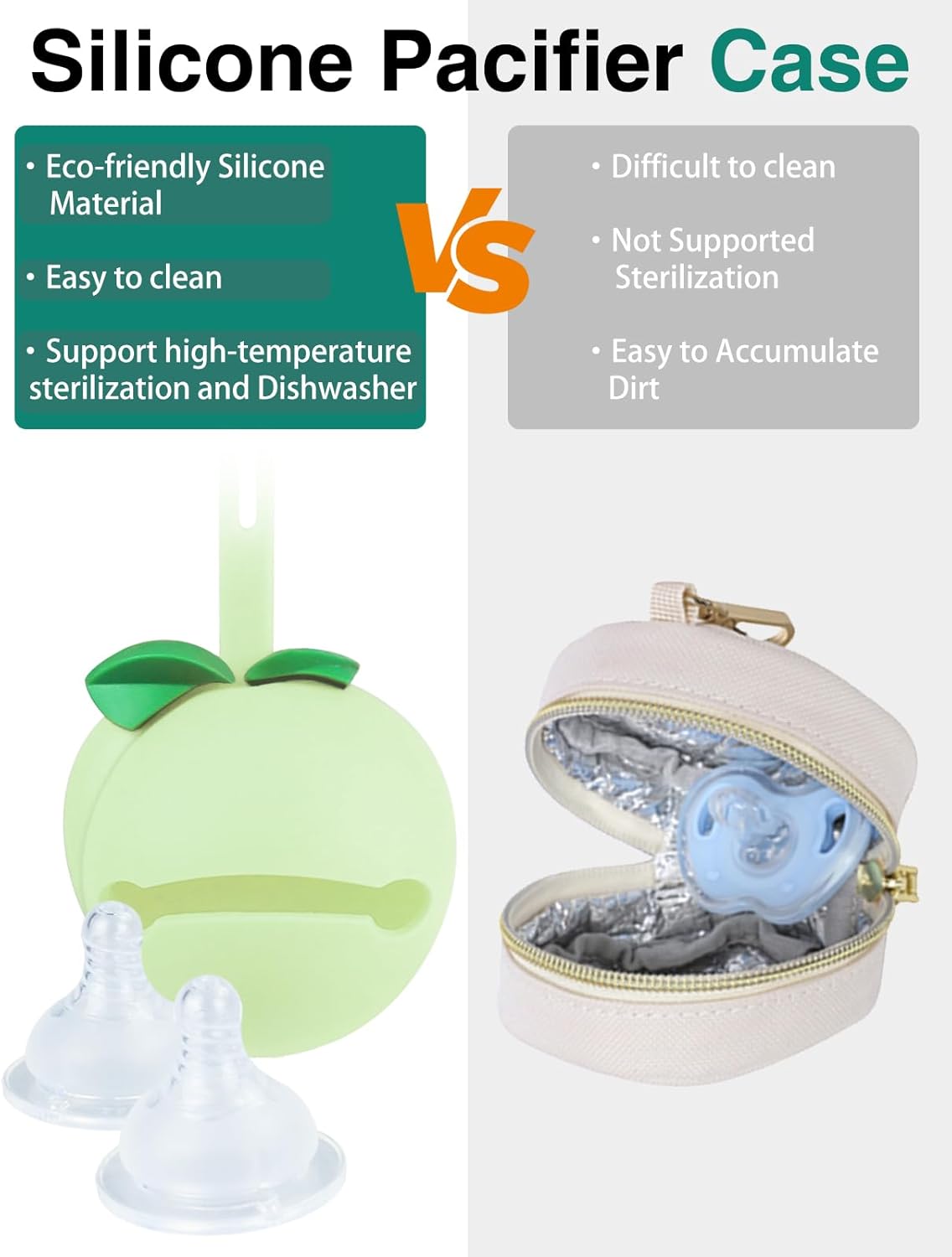 Diaper Bag Tote, Baby Diaper Tote Bags Crossbody Hospital Bag Travel Large Mommy Bag, with Silicone Pacifier Case - Image 8