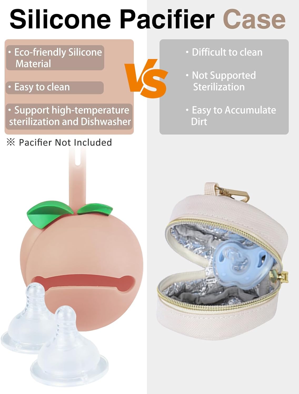 Diaper Bag Tote, Baby Diaper Tote Bags Crossbody Hospital Bag Travel Large Mommy Bag, with Silicone Pacifier Case - Image 8
