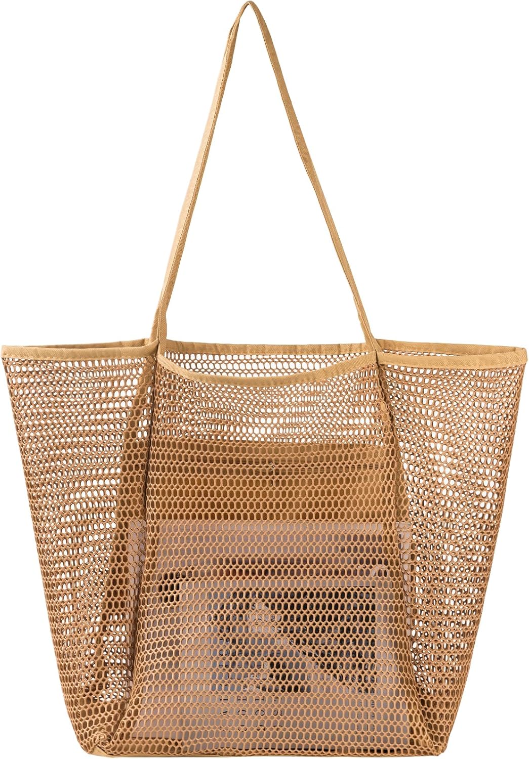 Mesh Beach Bag, Beach Bags for Women, Woven Straw Beach Tote Bag Waterproof with Inner Pocket, Packable Beach Bag - Image 1