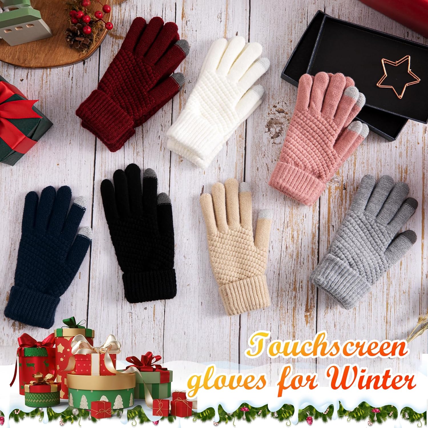 Winter Gloves for Women - Warm Womens Winter Gloves, Touchscreen Knit Glove with Elastic Cuff for Cold Weather - Image 7
