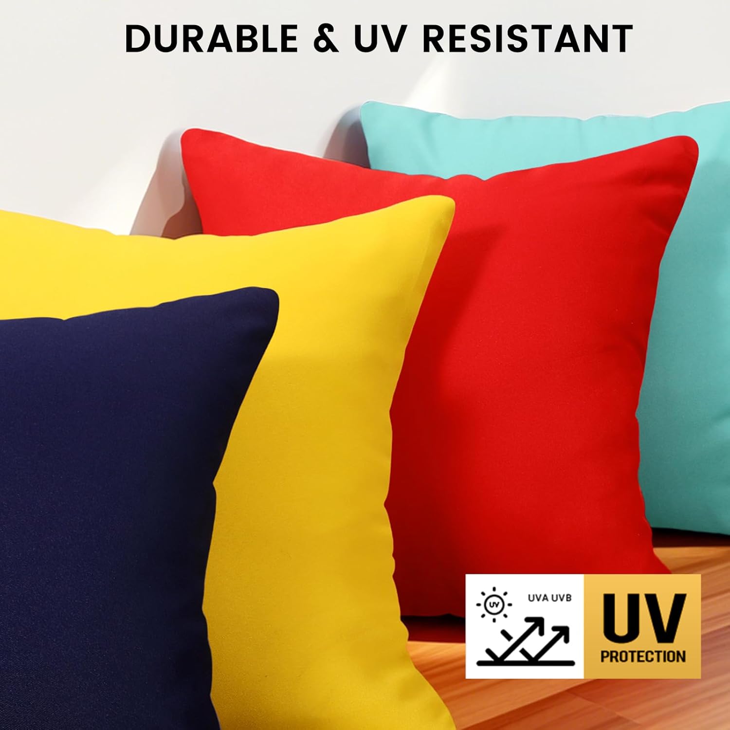 Outdoor Pillow Covers Set of 2, Decorative Farmhouse Waterproof Pillow Covers, Solid Linen Pillowcase Cushion Covers for Patio Garden Balcony Couch Sofa 18x18 inch, Yellow - Image 5