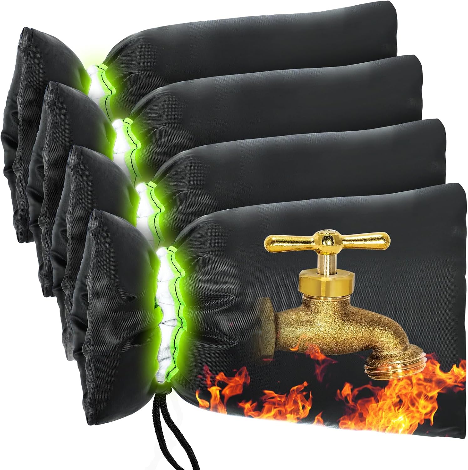 Outdoor Faucet Cover for Winter - 4 Packs 7.09''W x 10.24''H Water Socks Freeze Protection Pipe Insulation Reusable Waterproof Insulated Spigot Backflow Cover - Image 1