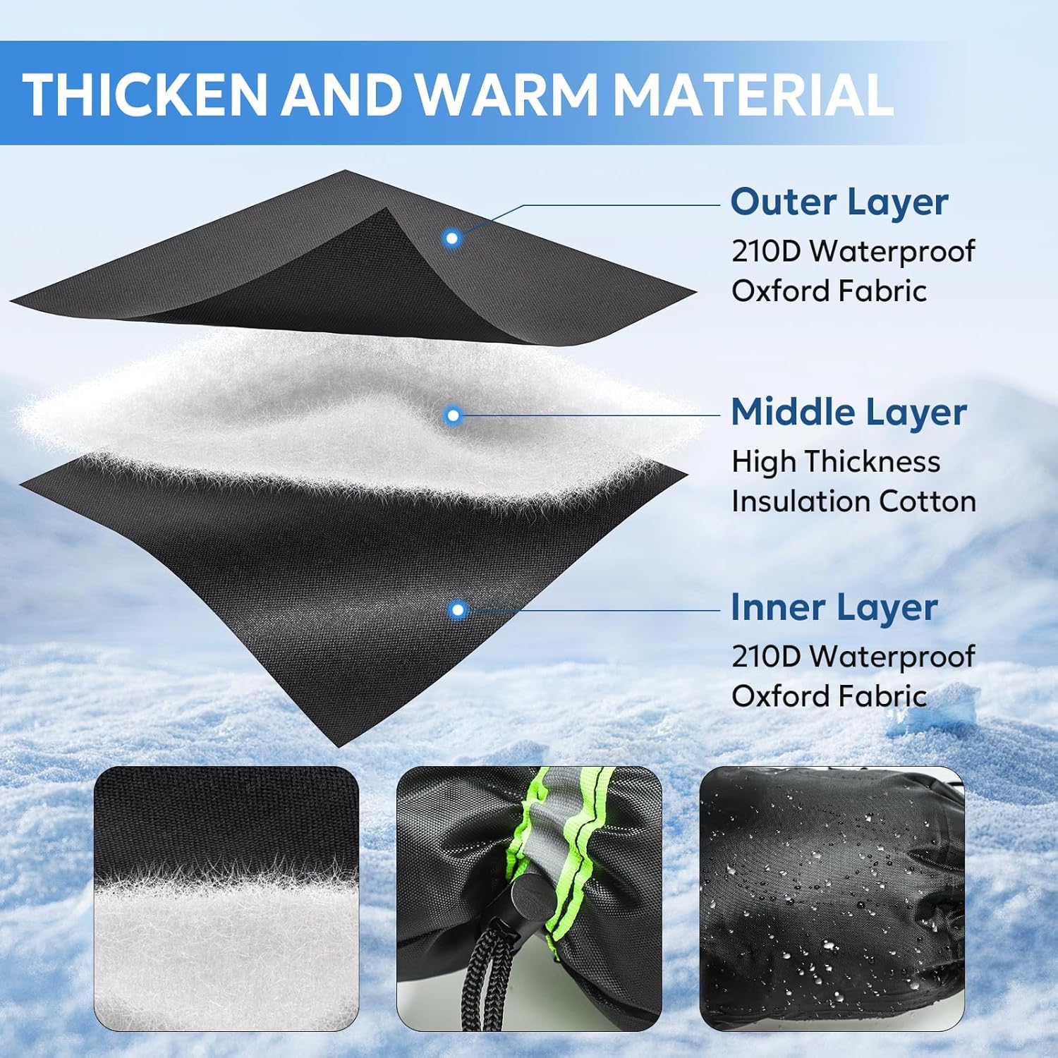Outdoor Faucet Cover for Winter - 4 Packs 7.09''W x 10.24''H Water Socks Freeze Protection Pipe Insulation Reusable Waterproof Insulated Spigot Backflow Cover - Image 2
