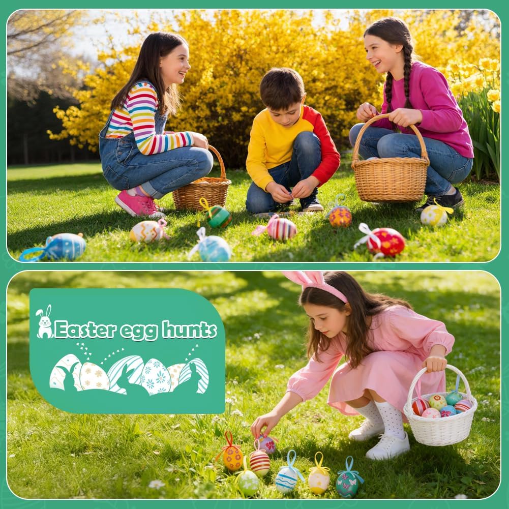 24PCS Hanging Easter Eggs – Reusable Plastic Easter Egg Decorations for Tree Ornaments, Basket, Party & Home Decor (5g Each, 4cm x 6cm) - Image 7