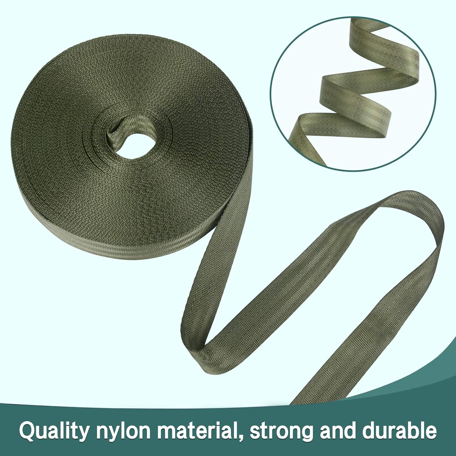 Tree Support Strap, 65 Feet x 1 inch Tree Straps for Staking, Nylon Plant Tie Rope for Support, Straightening (2200 Lbs Strength, Green) - Image 2