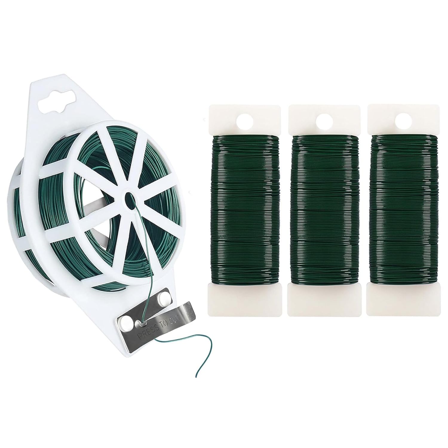 328 Feet 22 Gauge Floral Wire with Cutter and 3 Pack Green Floral Wire - Image 1