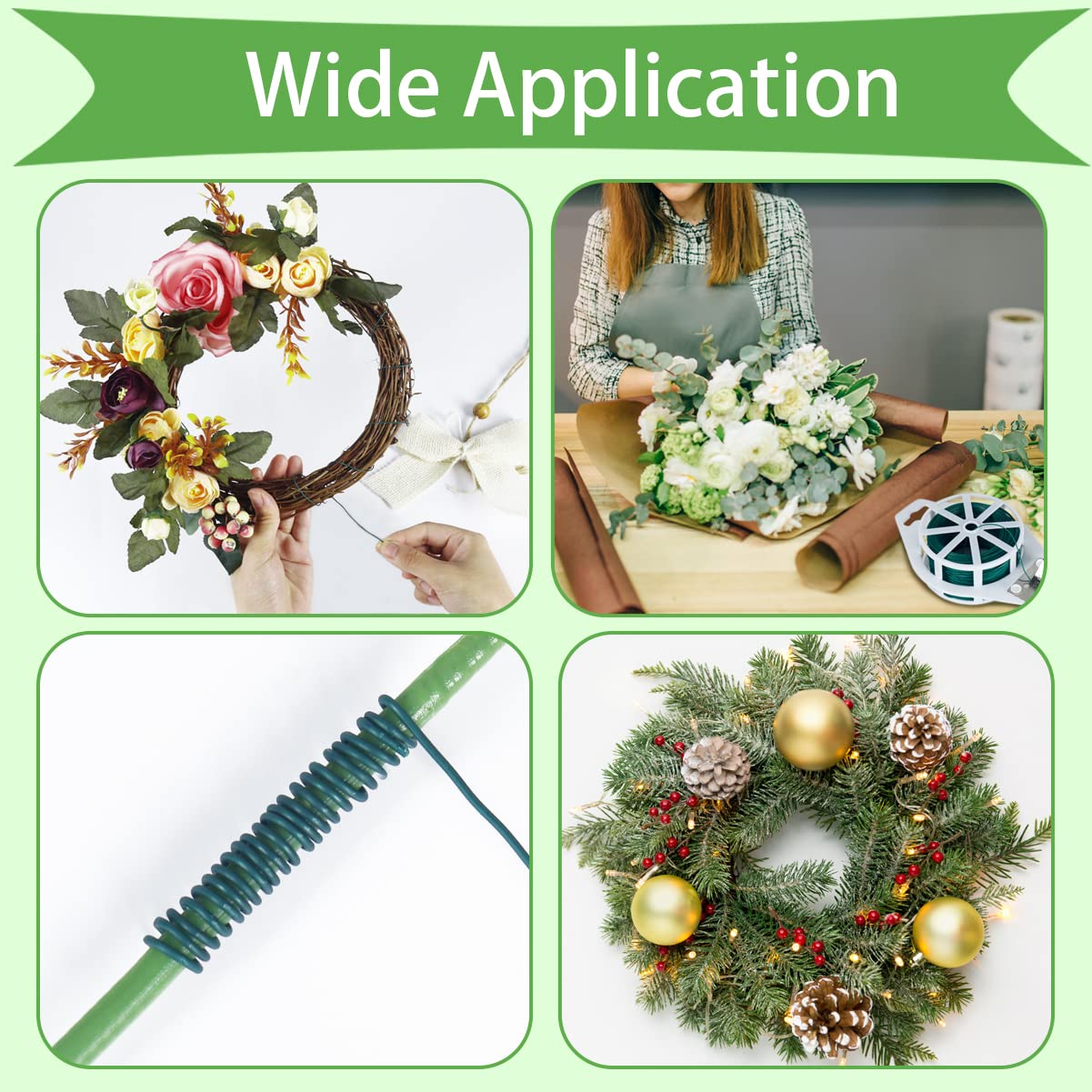 328 Feet 22 Gauge Floral Wire with Cutter and 3 Pack Green Floral Wire - Image 4