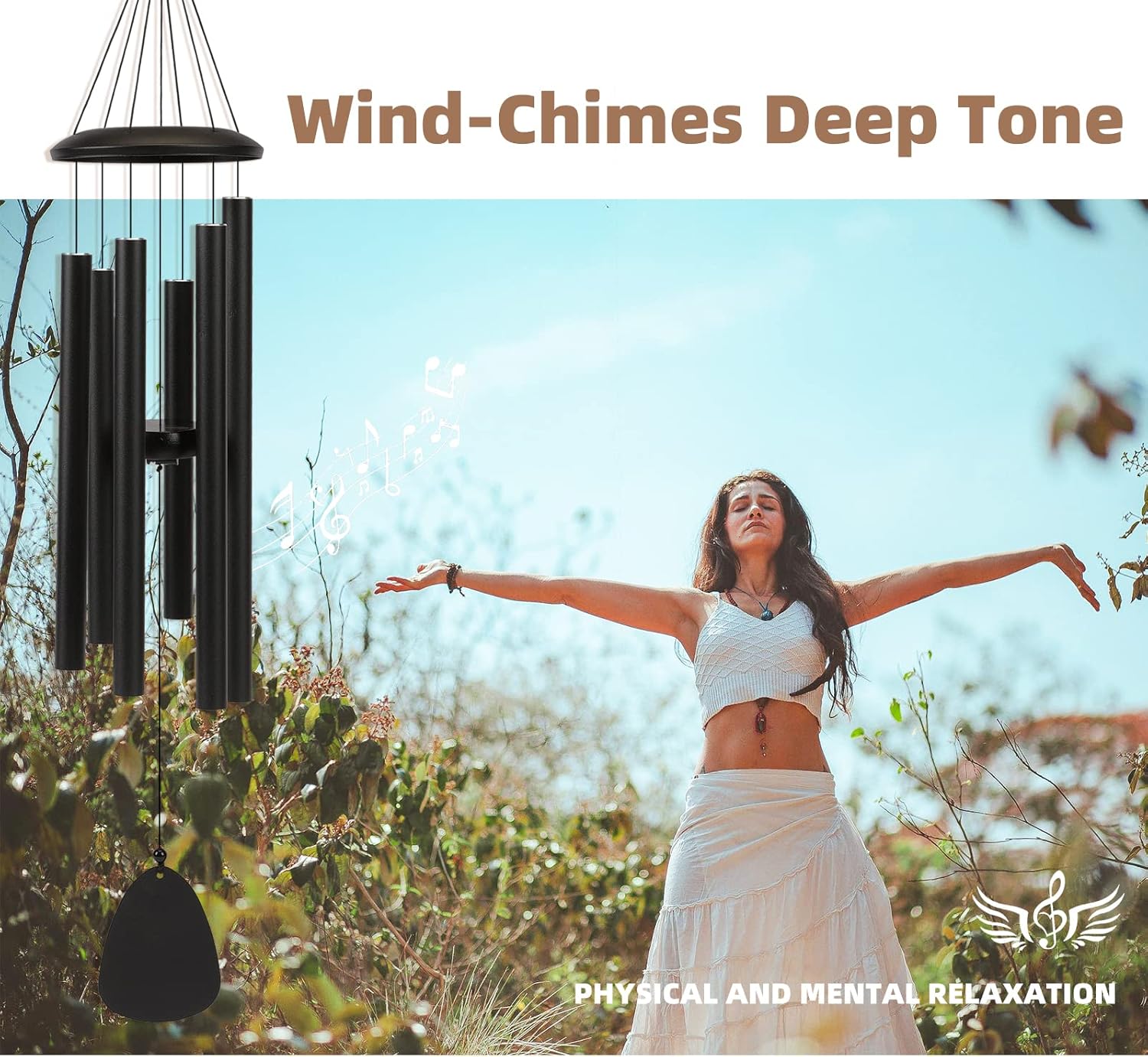 Wind-Chimes-Outdoor-Large-Decor, Deep Tone Soothing Melodic Tones Windchimes, Wind Chimes for Outside, Memorial Wind Chime Best Gift for Mom Women Grandma Neighbors（32