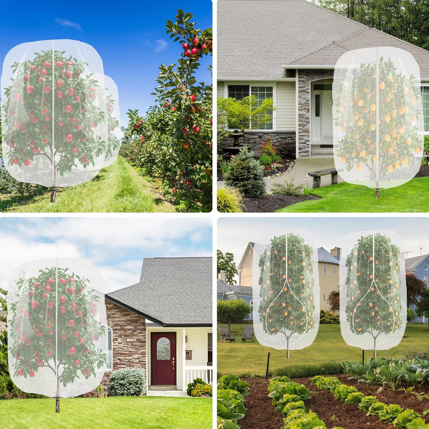 3pcs Fruit Tree Netting with Zipper and Drawstring,2.62 * 3.28 Ft Bird Garden Netting for Garden Protection,Cover for Blueberry Tomato Strawberry and Plants Protection from Insect Squirrels Birds - Image 6