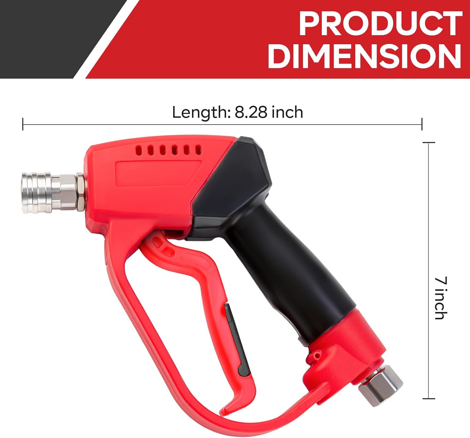 Short Pressure Washer Gun 5000PSI，High Pressure Washer Gun with 5 Spray Nozzle Tips, 3/8