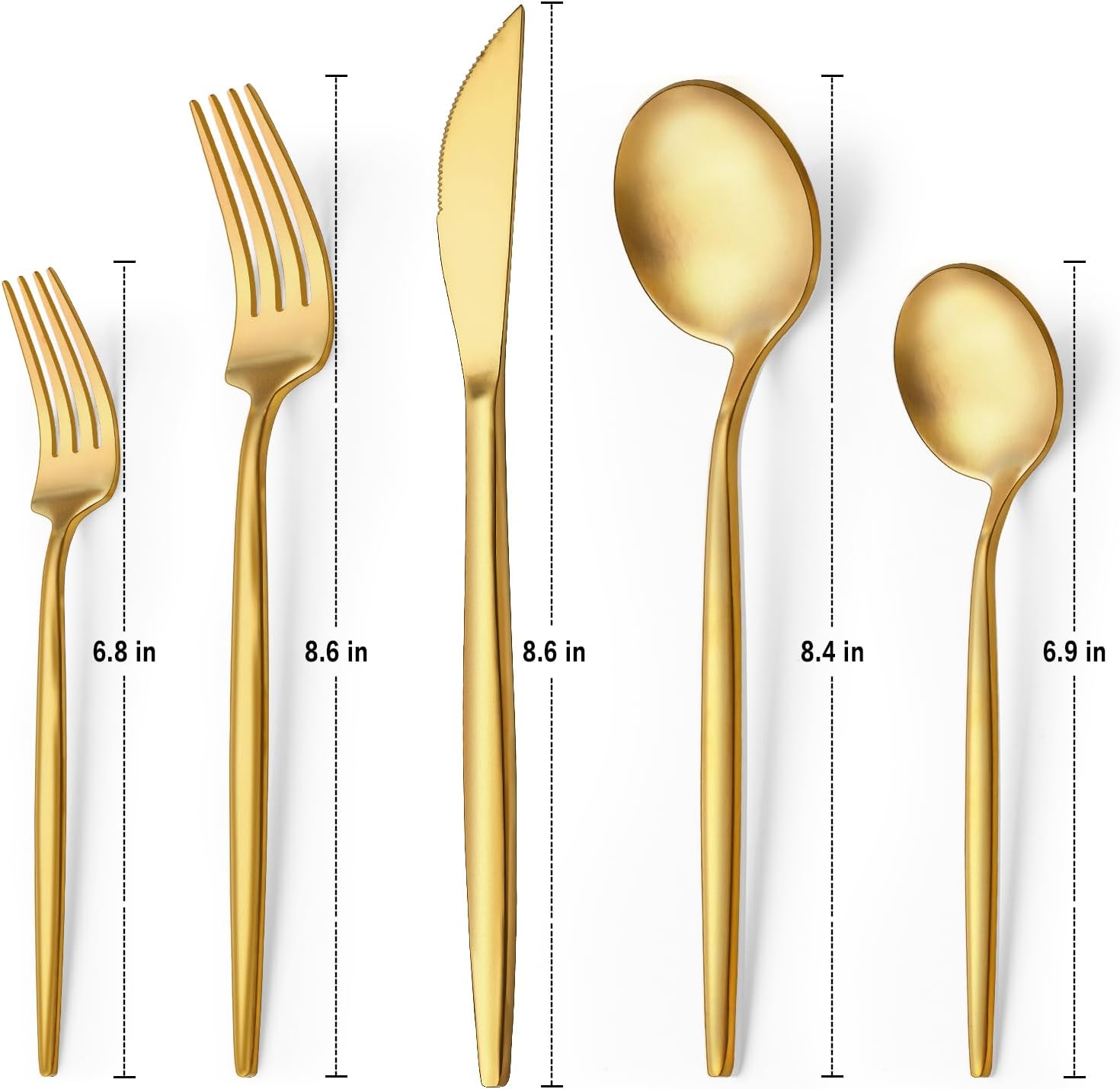 30-Piece Gold Silverware Set, Flatware Set for 6, Food-Grade Stainless Steel Cutlery Set, Includes Spoons Forks Knives, Kitchen Cutlery for Home Office Restaurant Hotel - Image 2