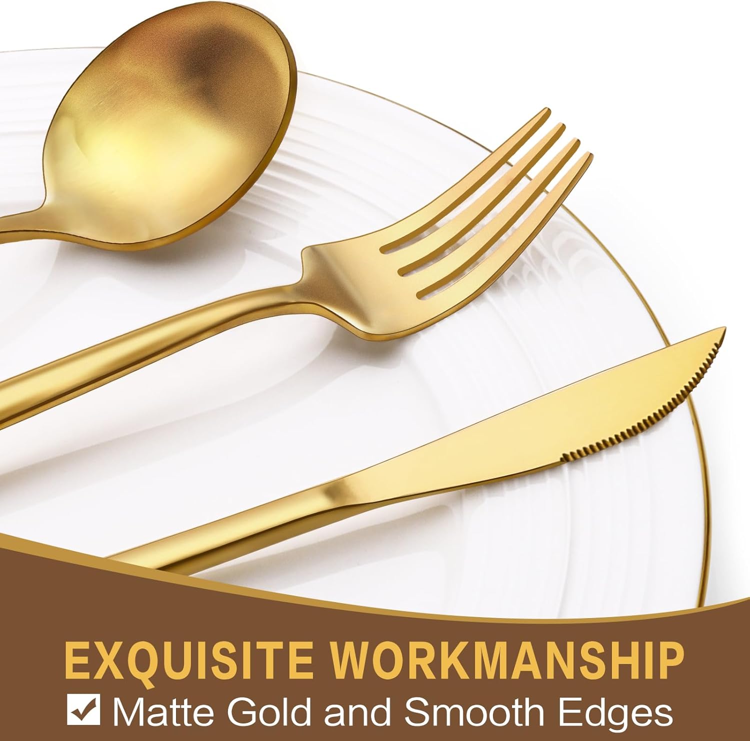 30-Piece Gold Silverware Set, Flatware Set for 6, Food-Grade Stainless Steel Cutlery Set, Includes Spoons Forks Knives, Kitchen Cutlery for Home Office Restaurant Hotel - Image 4