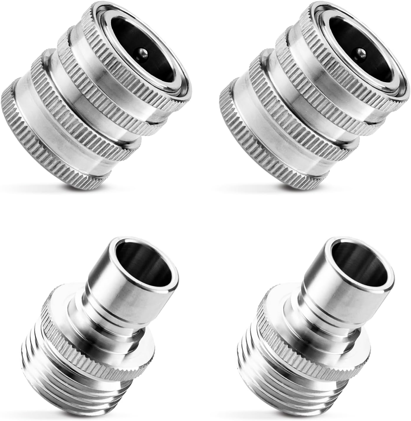 Quick Connect Hose Fittings, 3/4 Inch GHT Garden Hose Quick Connect Set, Stainless Steel Water Hose Fitting, 2 Pack - Image 1