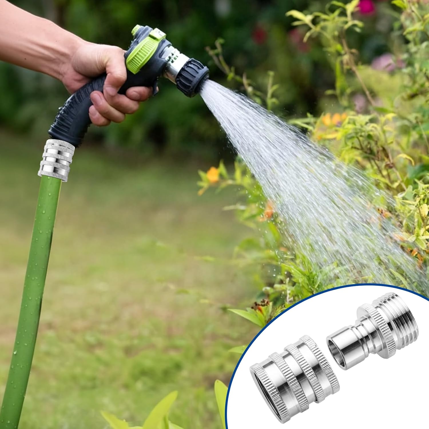 Quick Connect Hose Fittings, 3/4 Inch GHT Garden Hose Quick Connect Set, Stainless Steel Water Hose Fitting, 2 Pack - Image 3
