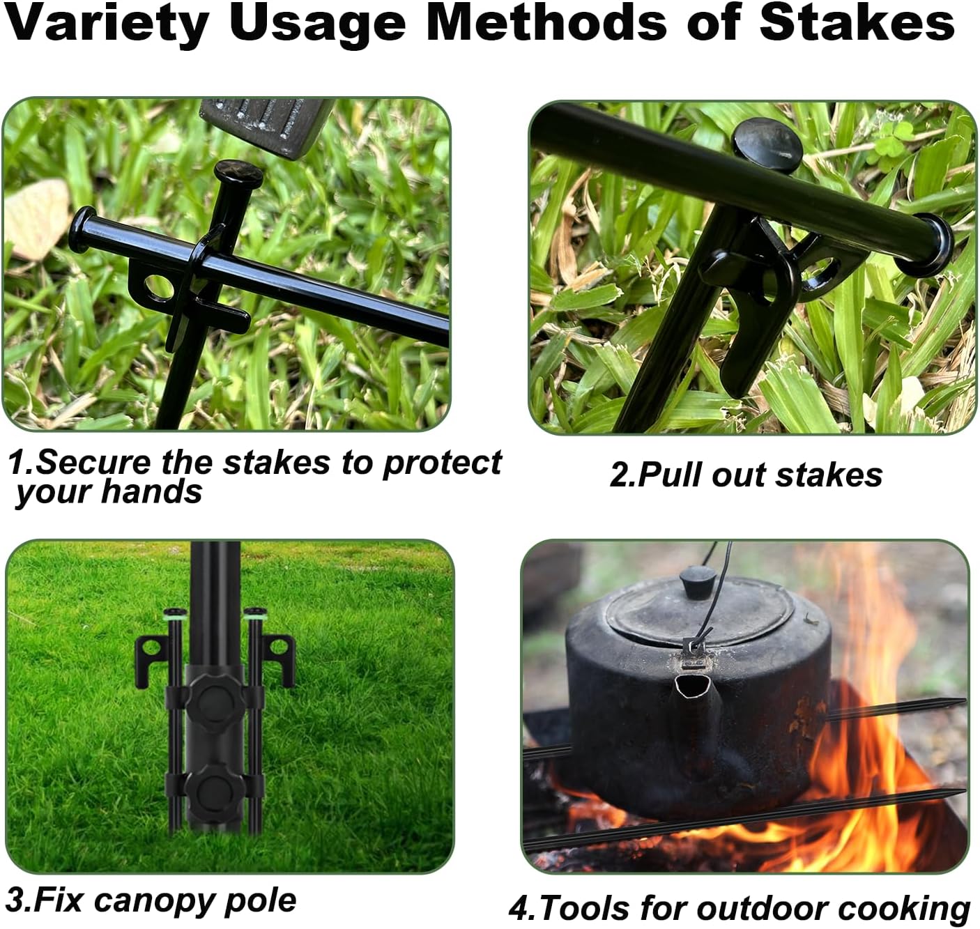 20Pcs Tent Stakes, 16in Heavy Duty Tent Stakes, Dia 0.35