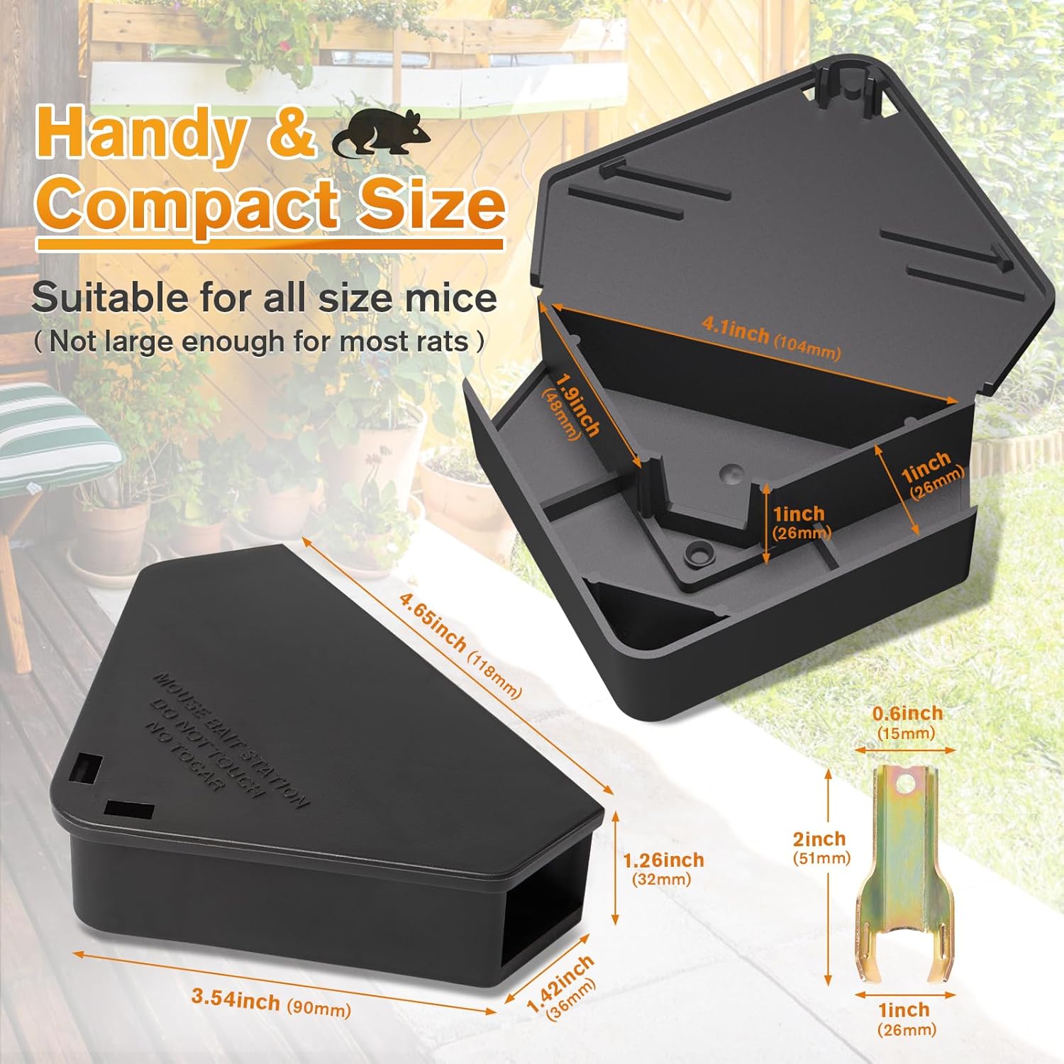 Mouse Station with Keys Black 6 Pack, Key Required Mouse Stations, Mice Stations, Keeps Children and Pets Safe Indoor & Outdoor - Image 2