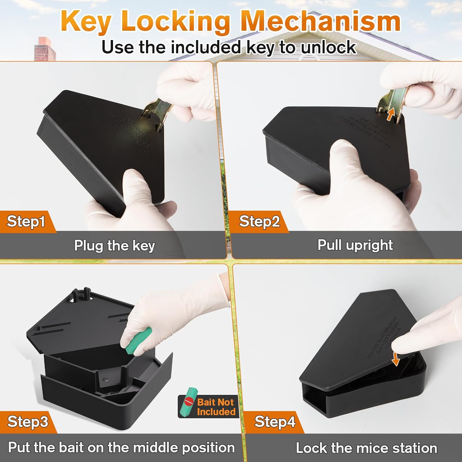 Mouse Station with Keys Black 6 Pack, Key Required Mouse Stations, Mice Stations, Keeps Children and Pets Safe Indoor & Outdoor - Image 4