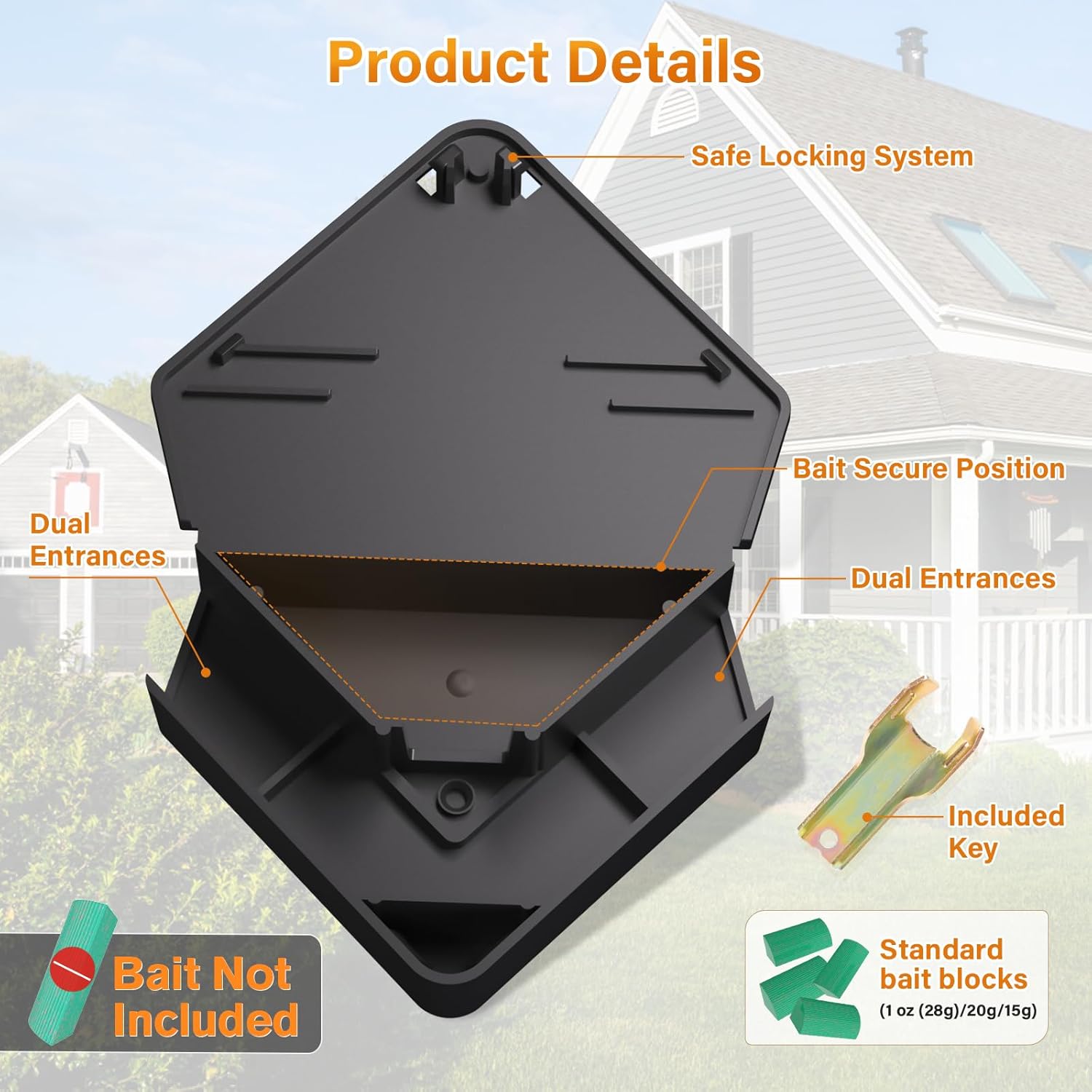 Mouse Station with Keys Black 6 Pack, Key Required Mouse Stations, Mice Stations, Keeps Children and Pets Safe Indoor & Outdoor - Image 5