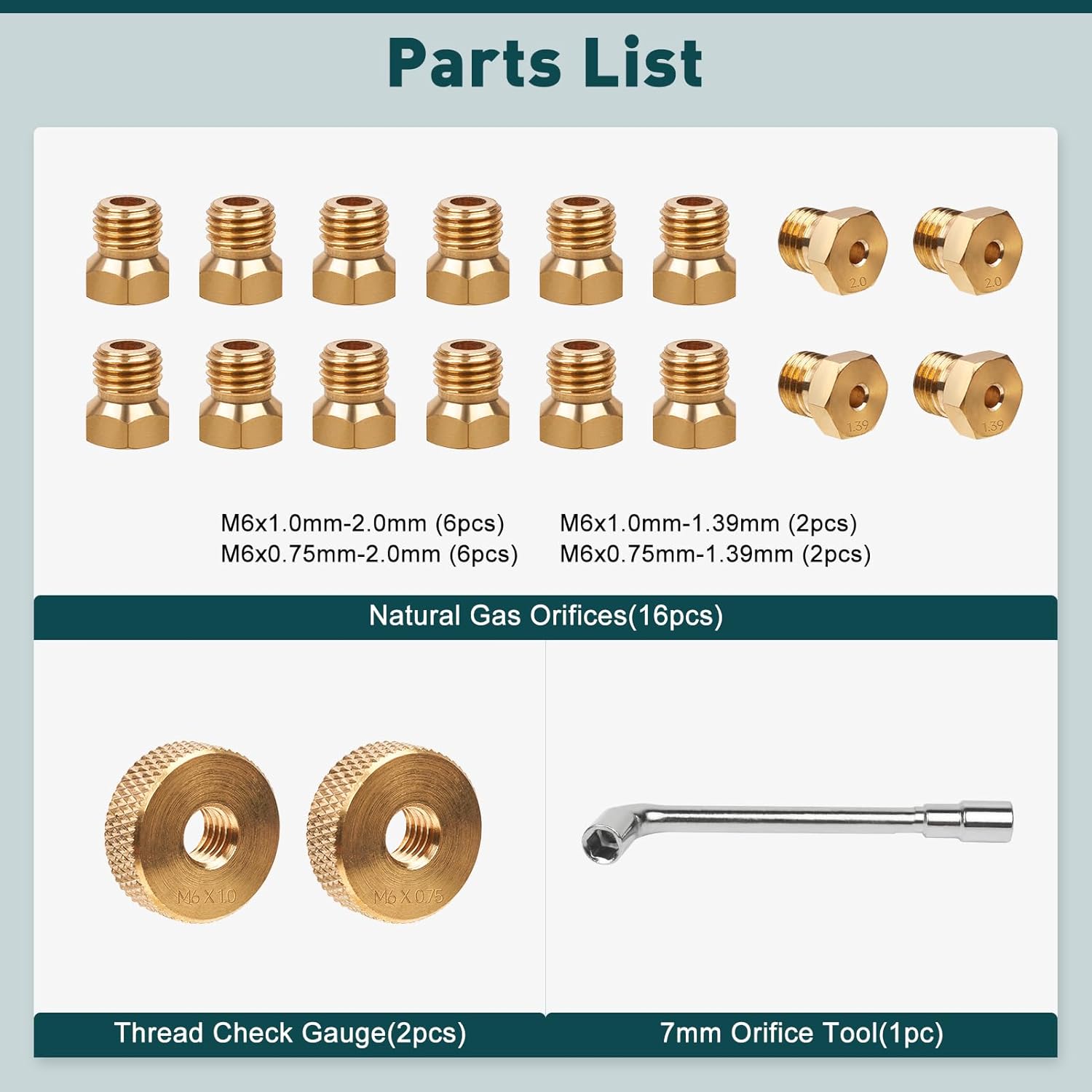 Natural Gas Conversion Kit, Propane to NG Orifices Nozzle, for Blackstone 28'' & 36'' Griddles, Rangetop Combo, Tailgater, DIY Burner Replacement Parts - Image 2